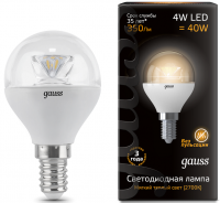 Лампа Gauss LED Globe Crystal Clear E14 4W 2700K